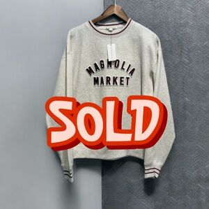 NWT Magnolia Market Oatmeal Stripe Embossed Logo L Chip&JoannaGaines FixerUpper